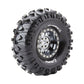 Louise R/C CR-Rowdy 1/10 1.9" Crawler Tires Mounted 12mm Hex Black Chrome Rim Pair