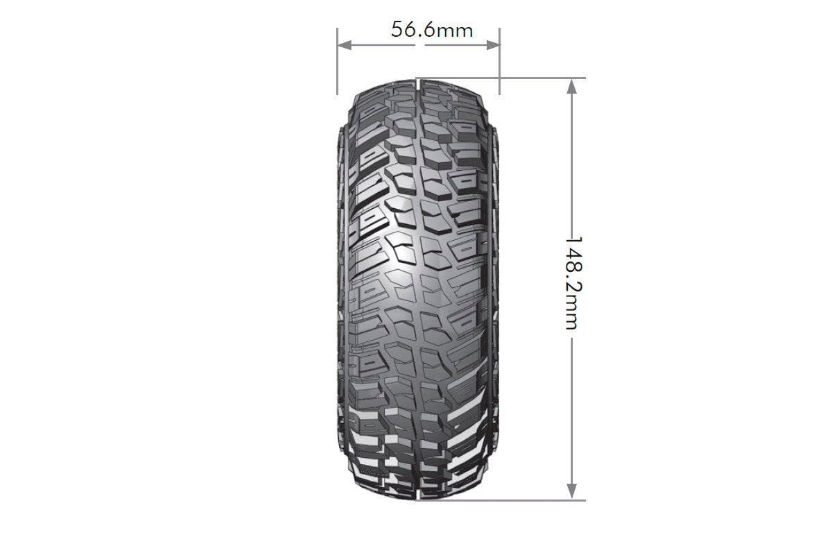 Louise R/C CR-Griffin 1/10 2.2" Crawler Tires Mounted 12mm Hex Black Chrome Rim Pair