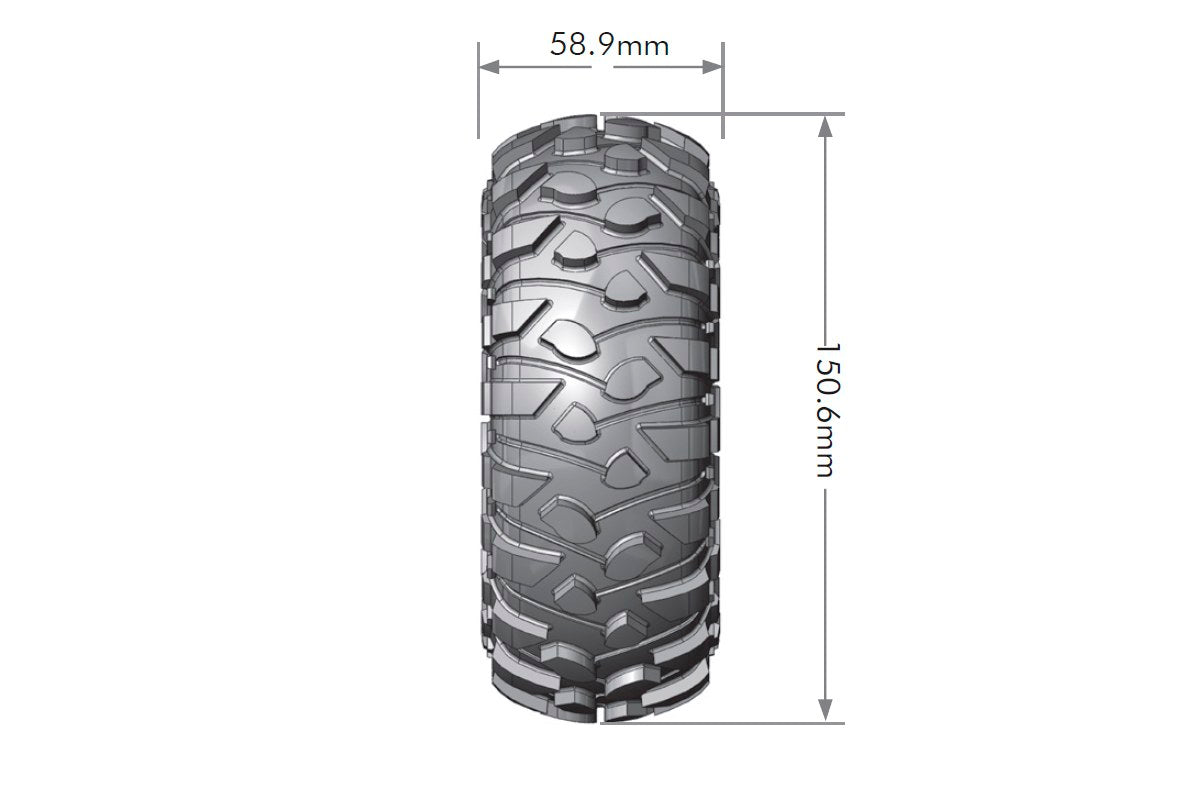Louise R/C CR-Rowdy 1/10 2.2" Crawler Tires Mounted 12mm Hex Super Soft Black Rim Pair