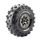 Louise R/C CR-Rowdy 1/10 2.2" Crawler Tires Mounted 12mm Hex Black Chrome Rim Pair