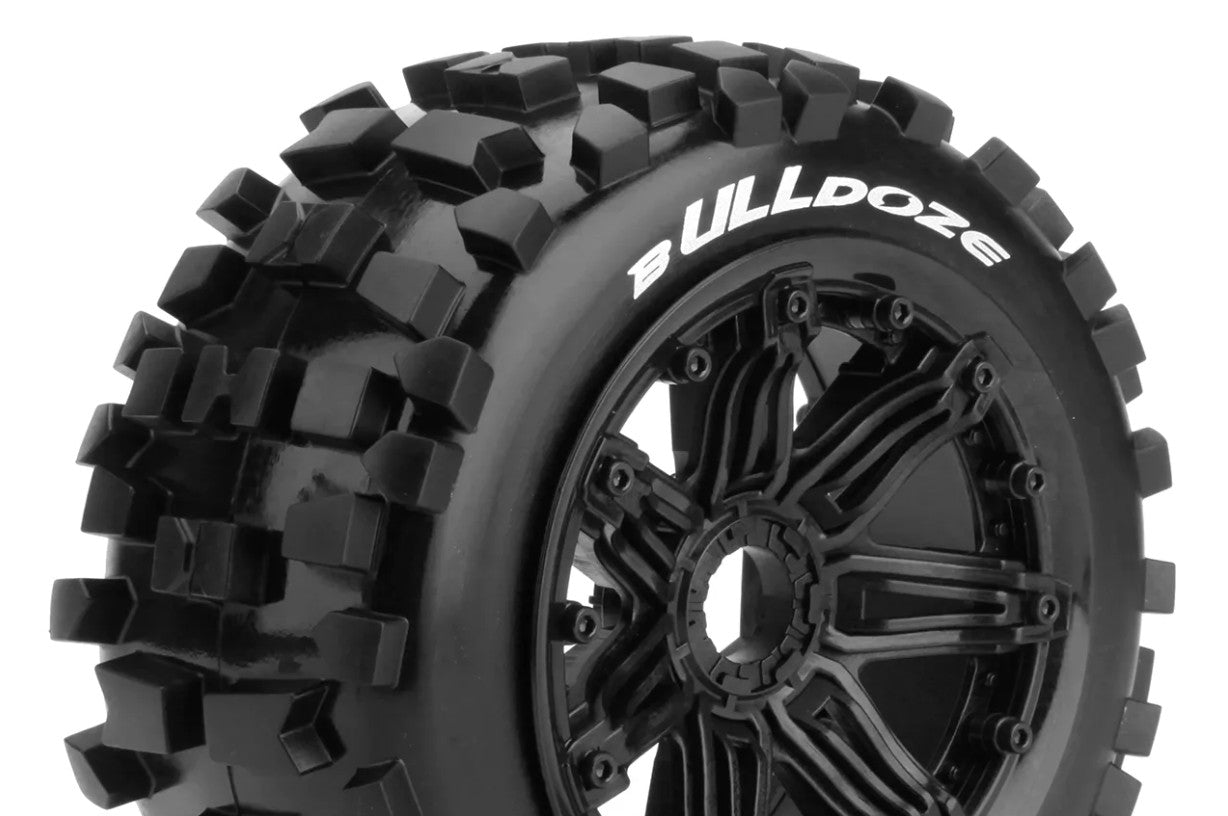Louise R/C B-Ulldoze 1/5 Off-Road Buggy Tires, Mounted on Black Rims (24mm Hex)