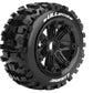 Louise R/C B-Ulldoze 1/5 Off-Road Buggy Tires, Mounted on Black Rims (24mm Hex)