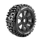 Louise R/C B-Ulldoze 1/8 Off-Road Buggy Tires 17mm Hex Soft Mounted Black Spoke Rim Pair