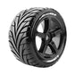 Louise R/C T-Rocket 1/8 Off-Road Truggy Tires 0" Offset 17mm Hex Mounted Black Spoke Rim Pair
