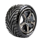 Louise R/C T-Rocket 1/8 Off-Road Truggy Tires 0" Offset 17mm Hex Mounted Black Chrome Spoke Rim Pair