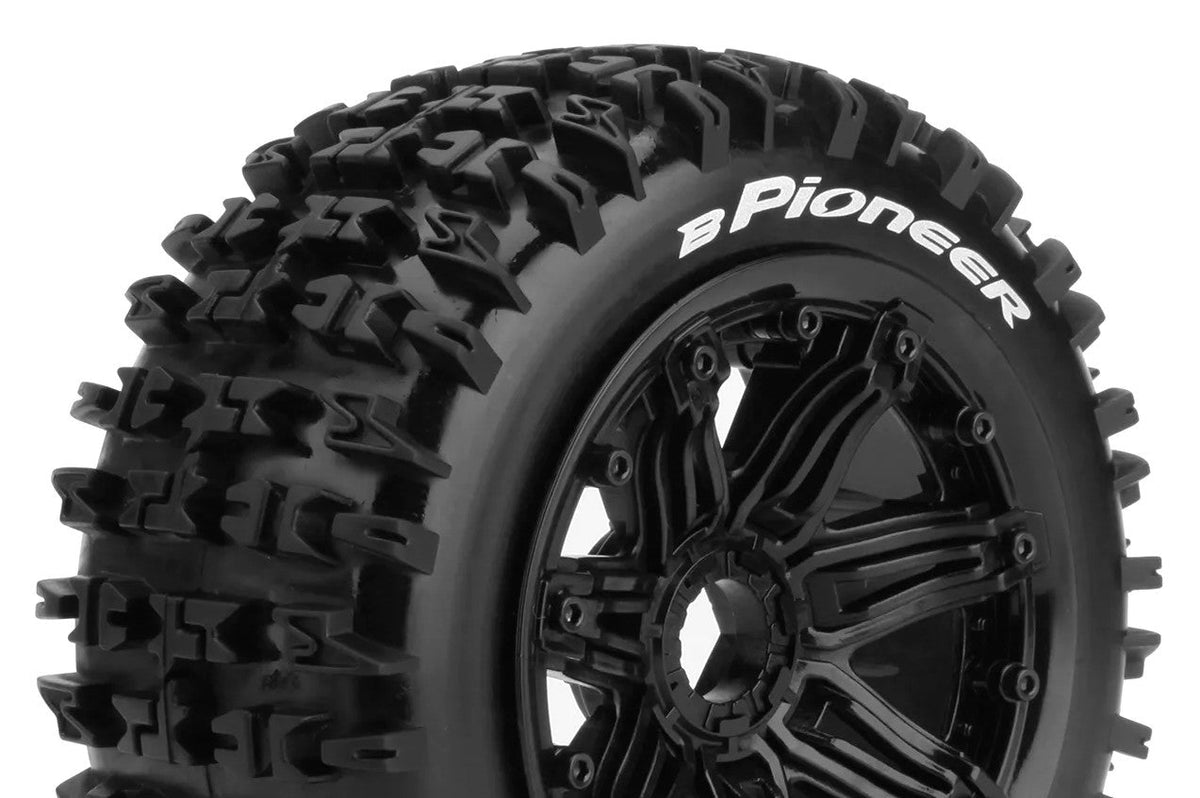 Louise R/C B-Pioneer 1/5 Off-Road Buggy Tires, Mounted on Black Rims (24mm Hex)