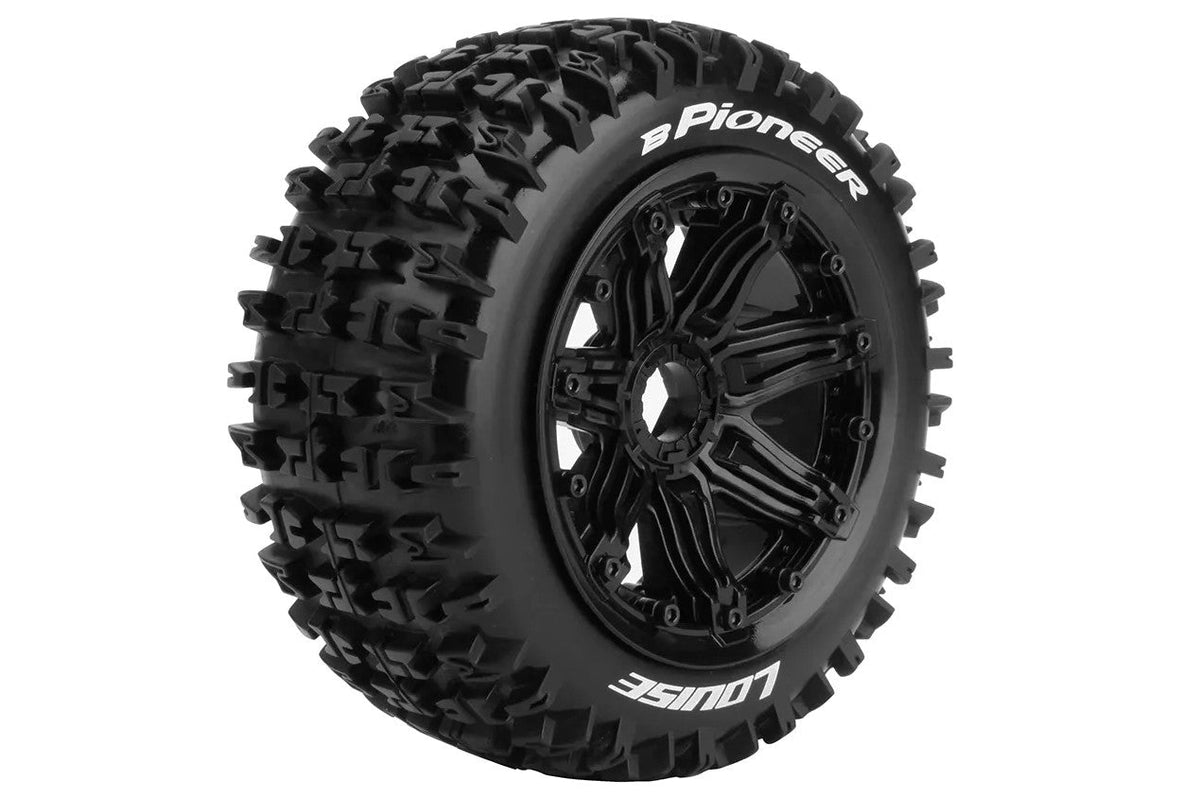 Louise R/C B-Pioneer 1/5 Off-Road Buggy Tires, Mounted on Black Rims (24mm Hex)