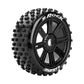 Louise R/C B-Rock 1/8 Off-Road Buggy Tires 17mm Hex Soft Mounted Black Spoke Rim Pair
