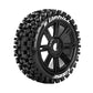 Louise R/C B-Uphill 1/8 Off-Road Buggy Tires 17mm Hex Soft Mounted Black Spoke Rim Pair