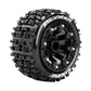 Louise R/C ST-Pioneer 1/16 2.2" Stadium Truck Tires 12mm Hex Soft Mounted Black Rim Pair