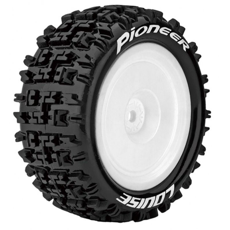 Louise R/C E-Pioneer 1/10 4WD Rear Buggy Tires Soft, Mounted White (12mm Hex)
