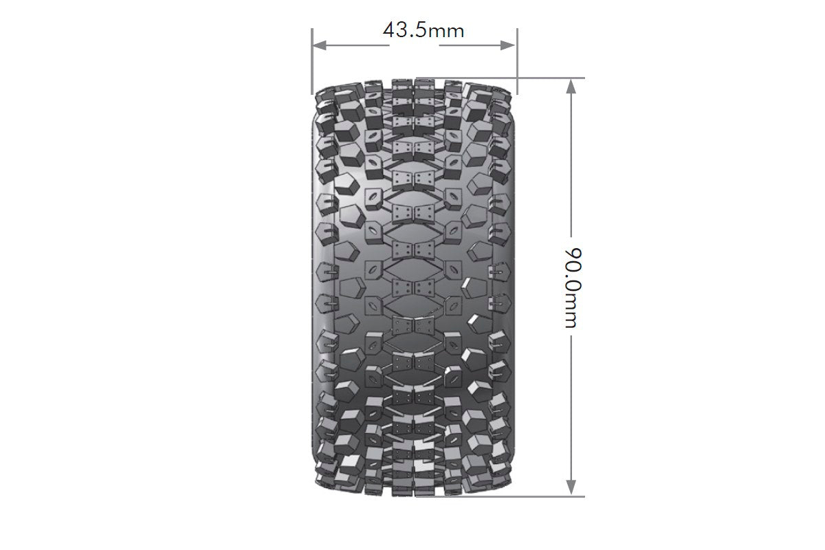 Louise R/C ST-Uphill 1/16 Stadium Truck Tires 12mm Hex Soft Mounted Black Spoke Rim Pair