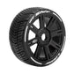 Louise R/C MFT GT-Shiv 1/8 GT Tires 17mm Hex Soft Mounted Black Spoke Rim Pair
