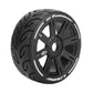 Louise R/C MFT GT-Tarmac 1/8 GT Tires 17mm Hex Soft Mounted Black Spoke Rim Pair