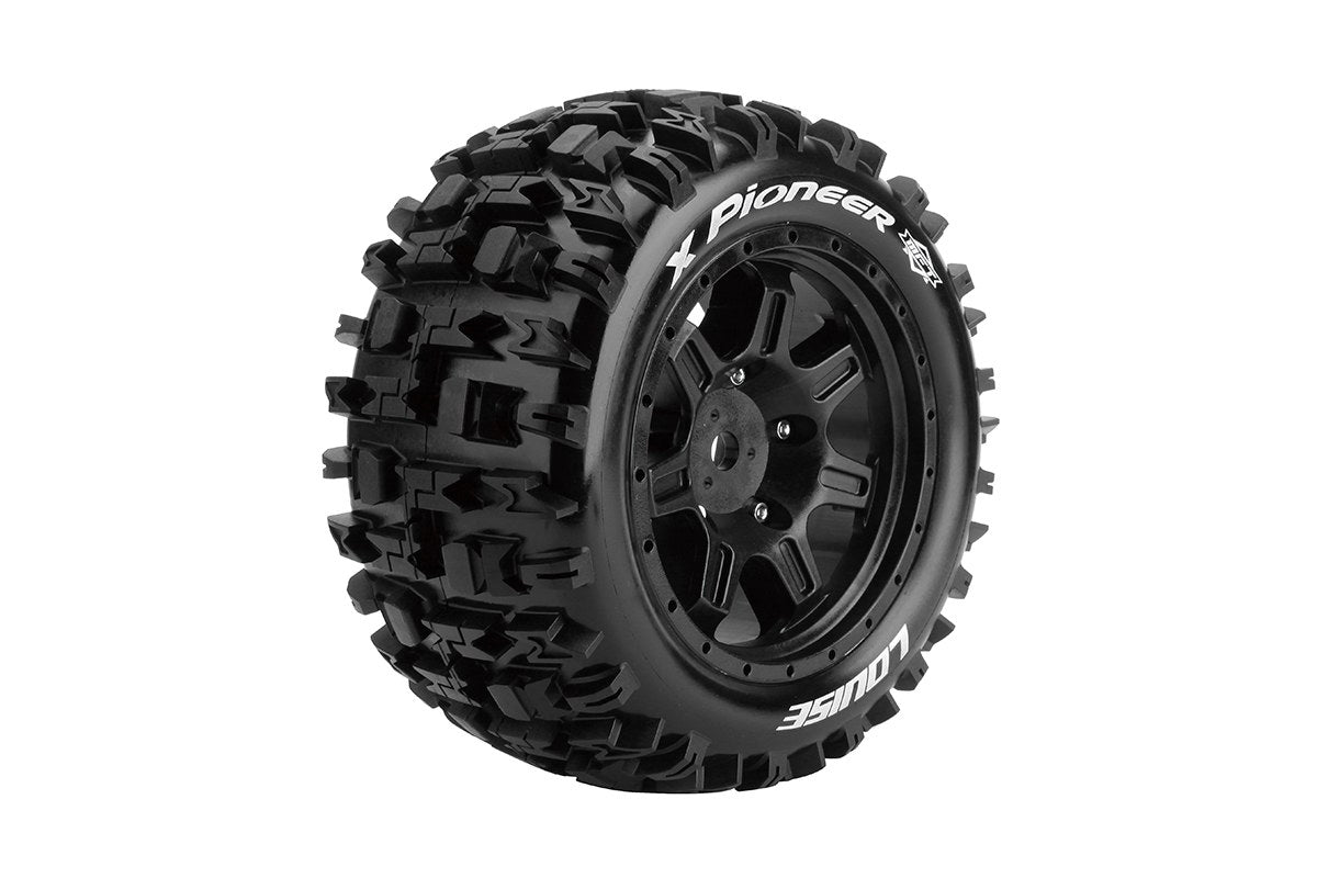 Louise R/C MT-Pioneer Sport MFT Monster Truck Belted Tires Mounted 24mm Hex Pair for Traxxas X-MAXX