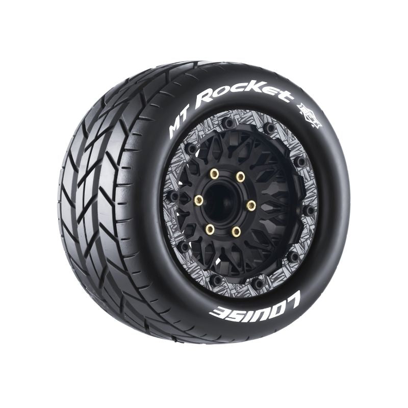 Louise R/C MT-Rocket Soft 1/10 2.8" Monster Truck Belted MFT Tires, Bead-Lock (Removable Hex)