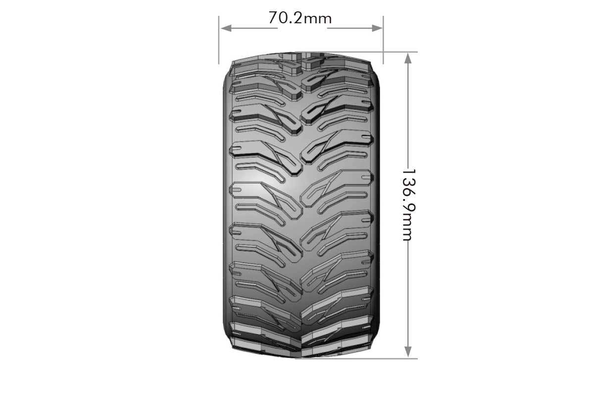 Louise R/C MT-Cyclone Belted Monster Truck Tires Bead-Lock 2.8" 17mm Hex 1/2" Offset Pair for Traxxas MAXX / MAXX V2