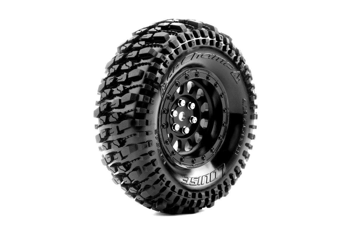 Louise R/C CR-Champ 1/10 1.9" Crawler Class 1 Tires Mounted 12mm Hex Super Soft Black Rim Pair