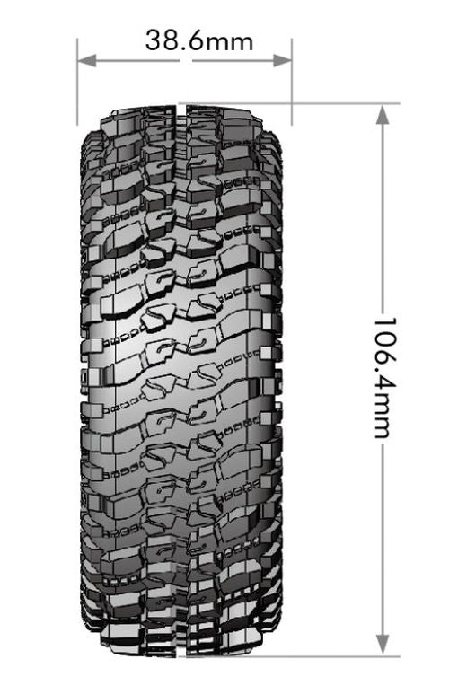 Louise R/C CR-Champ 1/10 1.9" Crawler Class 1 Tires Mounted 12mm Hex Black Chrome Rim Pair