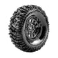 Louise R/C CR-Mallet 1/10 1.9" Crawler Class 1 Tires Mounted 12mm Hex Black Chrome Rim Pair