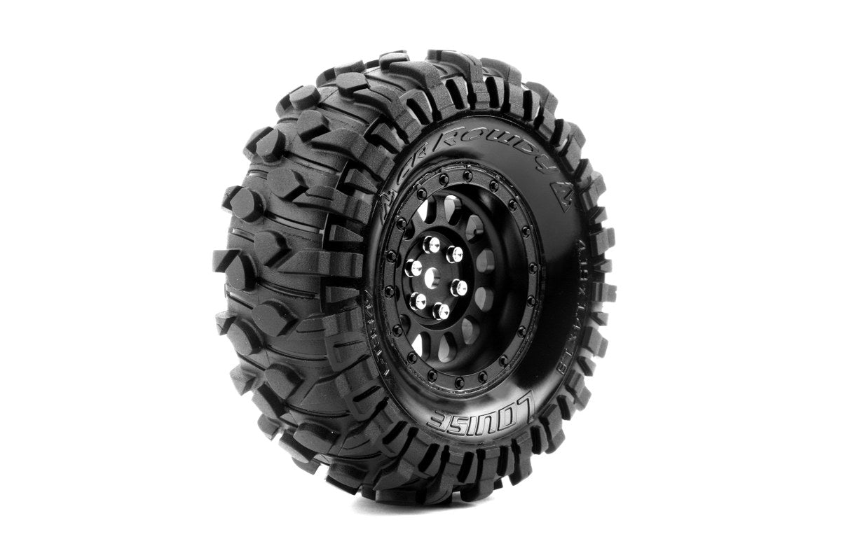 Louise R/C CR-Rowdy 1/10 1.9" Crawler Class 1 Tires Mounted 12mm Hex Super Soft Black Rim Pair