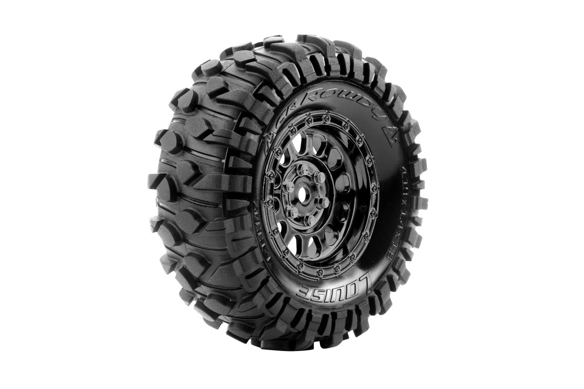 Louise R/C CR-Rowdy 1/10 1.9" Crawler Class 1 Tires Mounted 12mm Hex Black Rims Pair