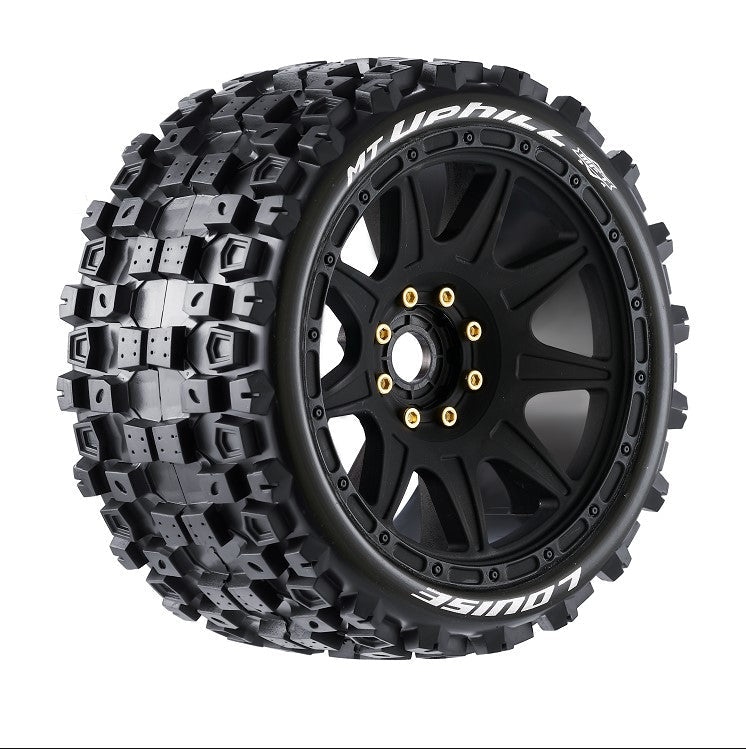 Louise R/C MT-Uphill Speed 1/8 3.2" Monster Truck MFT Belted Tires Mounted Low Profile 17mm Hex 0" & 1/2" Offset Pair