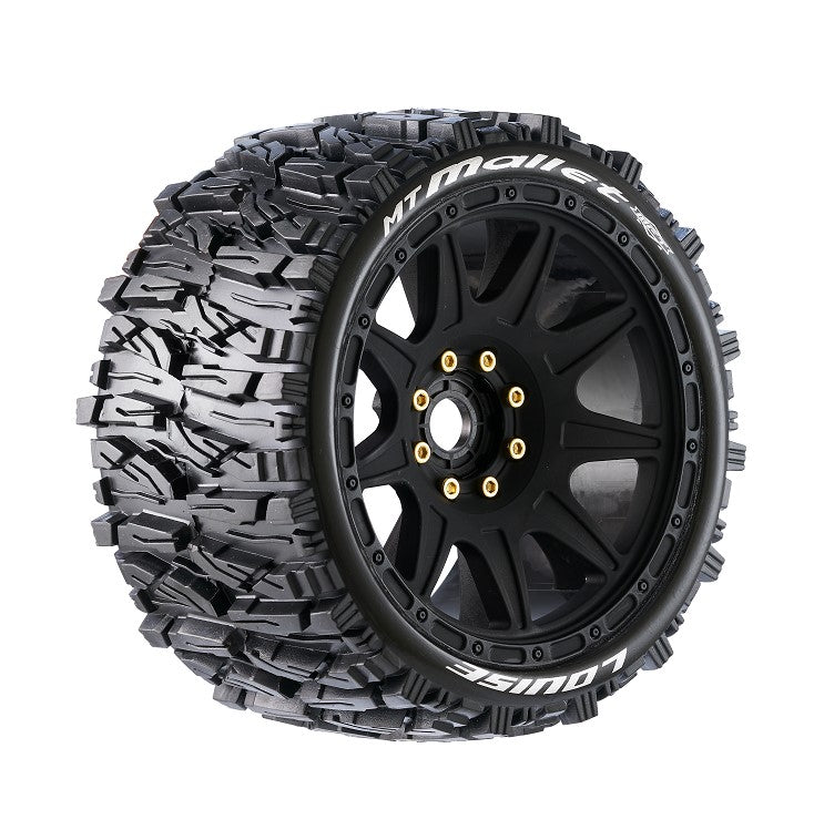 Louise R/C MT-Mallet Speed 1/8 Monster Truck Belted Tires Mounted Low Profile 17mm Hex 0" & 1/2" Offset Pair