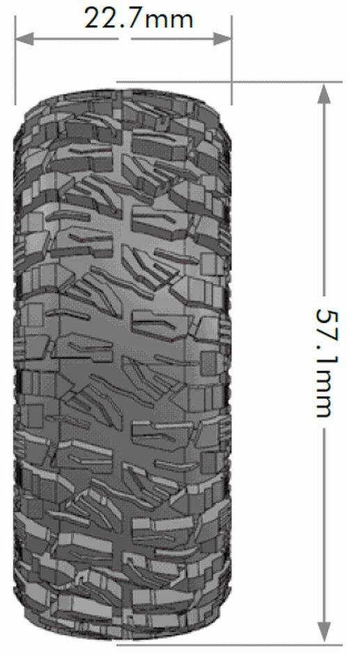 Louise R/C CR-Mallet 1.0" Crawler Tires Mounted 7mm Hex Super Soft Pair for 1/18 and 1/24 Scale Crawlers
