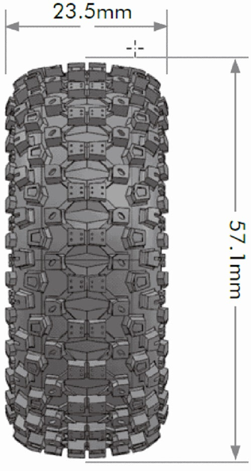 Louise R/C CR-Uphill 1.0" Crawler Tires Mounted 7mm Hex Super Soft Pair for 1/18 and 1/24 Scale Crawlers