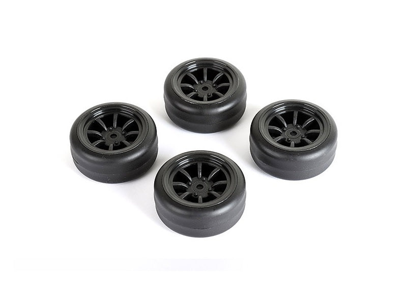 Louise R/C Drift Tires on 8-Spoke Black Wheels +1mm (4pcs) for LMX