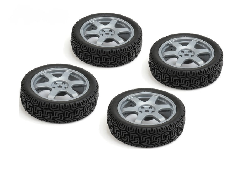 Louise R/C 1/10 Rally Tires on 6-Spoke Gray Wheels, ET-0mm (4pcs)