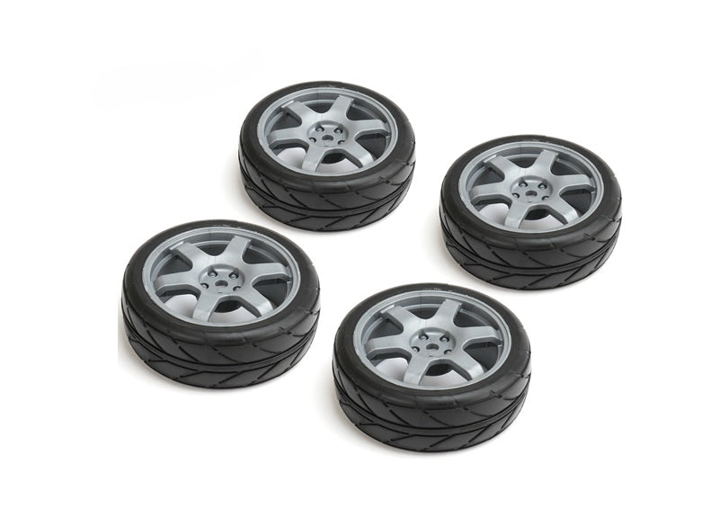 Louise R/C 1/10 Road Tires on 6-Spoke Gray Wheels, ET-0mm (4pcs)