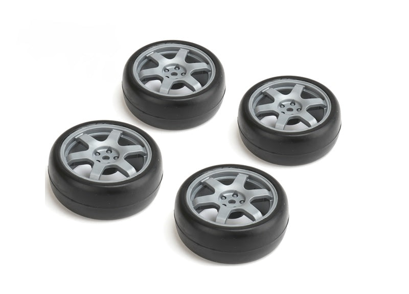 Louise R/C 1/10 Slick Tires on 6-Spoke Gray Wheels, ET-0mm (4pcs)