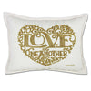 Love Heart Love Letters Hand-Embroidered Pillow - Available in Gold or Silver by CatStudio