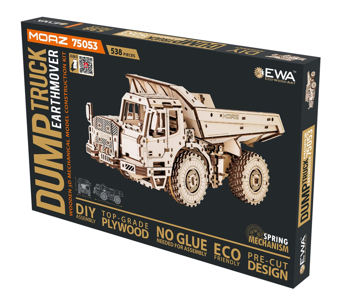 MoAZ-75053 Dump Truck — Mechanical Wooden Model, 538 Pieces