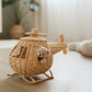 Rattan Toy Helicopter – Handcrafted Boho Pretend Play Toy for Kids | Montessori Airplane Nursery Decor
