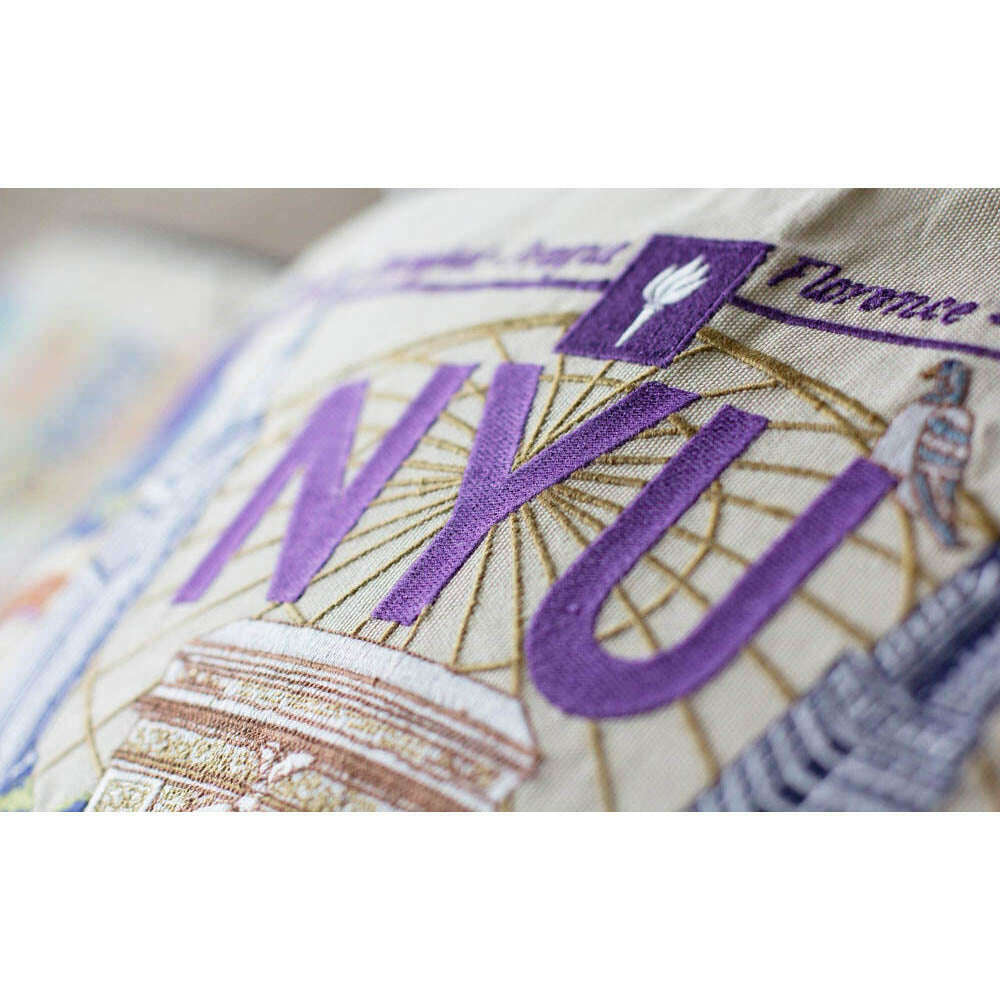 New York University (NYU) Collegiate Embroidered Pillow by CatStudio