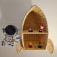 Rattan Rocket Ship Wall Shelf – Space Theme Kids Room & Nursery Décor