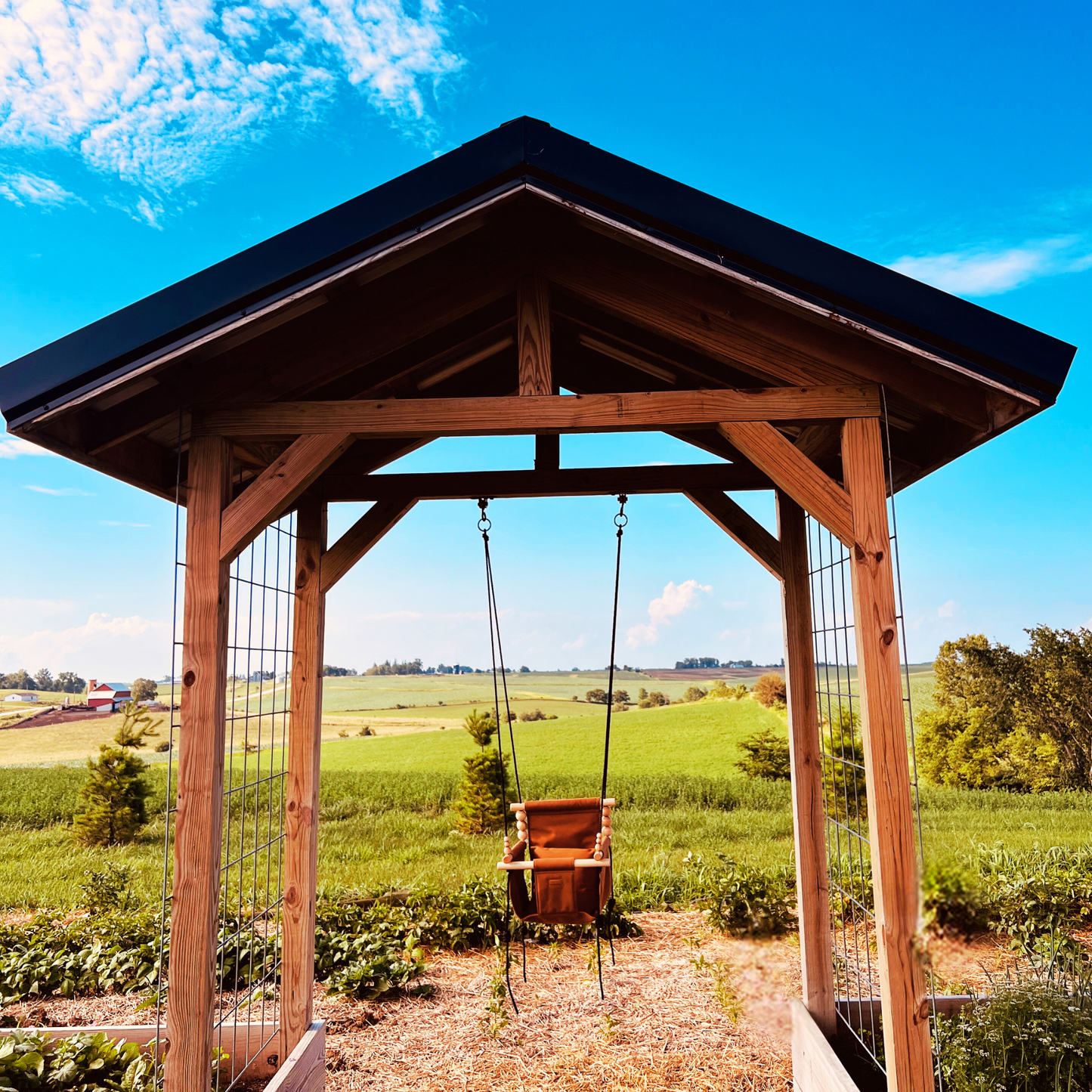 Premium Outdoor High Back Baby & Toddler Swing- Nutmeg
