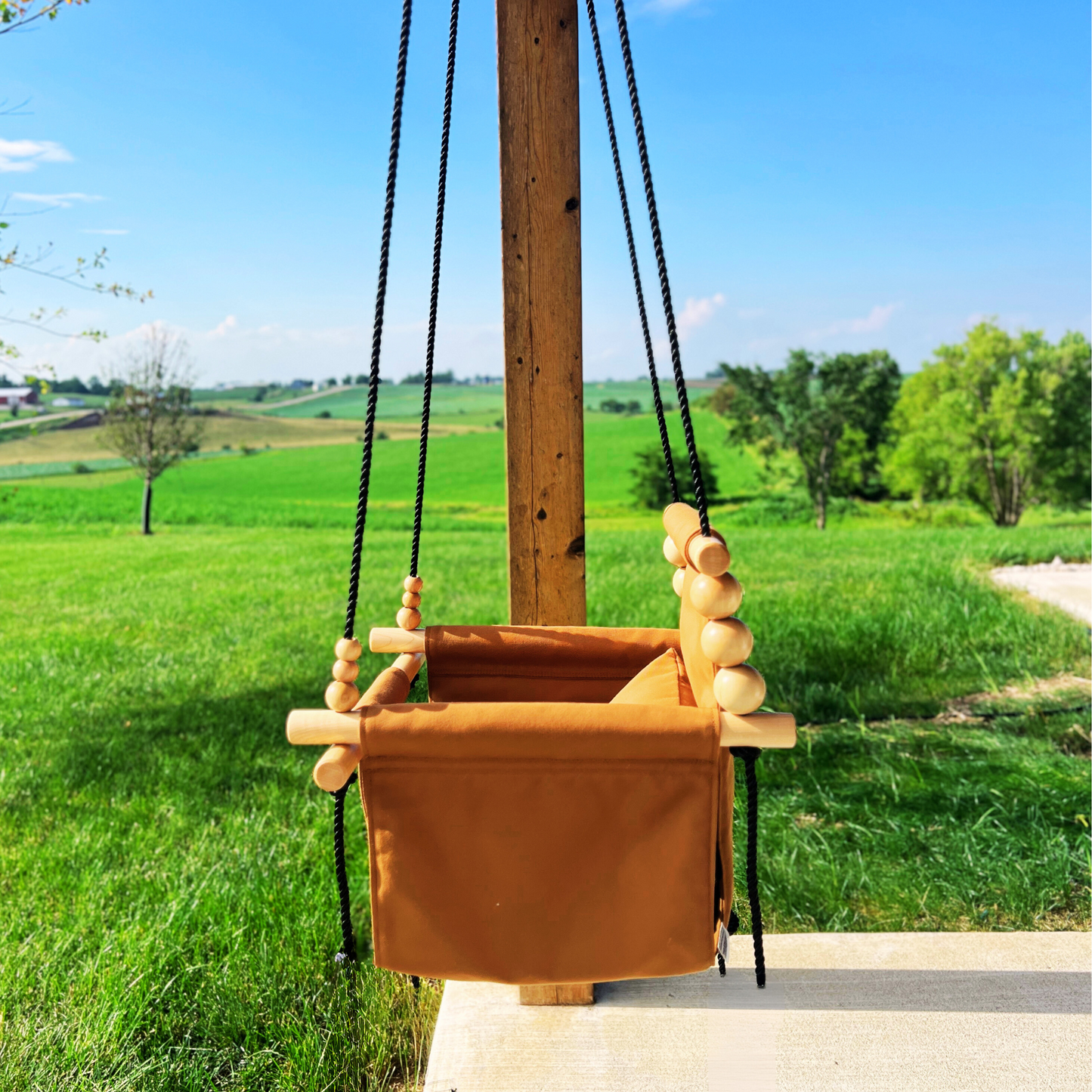 Premium Outdoor High Back Baby & Toddler Swing- Nutmeg