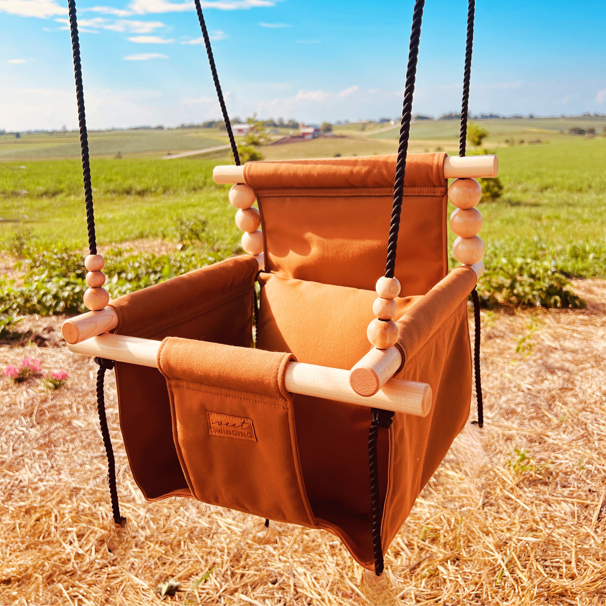 Premium Outdoor High Back Baby & Toddler Swing- Nutmeg