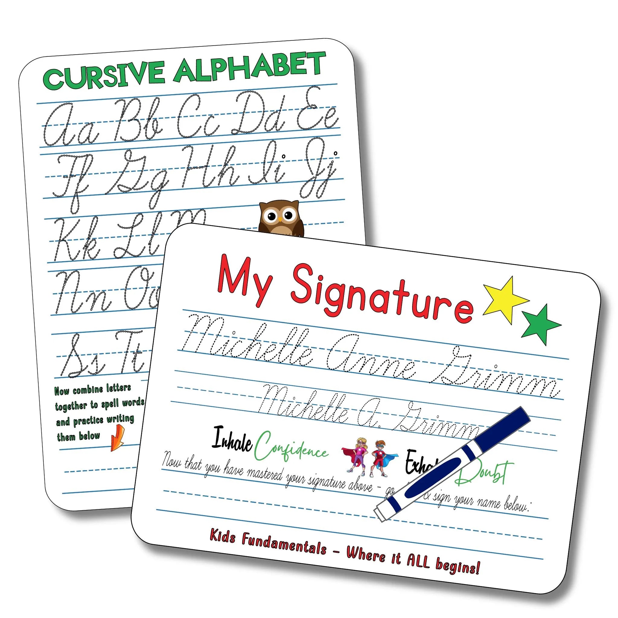 Toothpaste Cursive Personalized Cursive Writing Practice Board - Reusable – Toytooth
