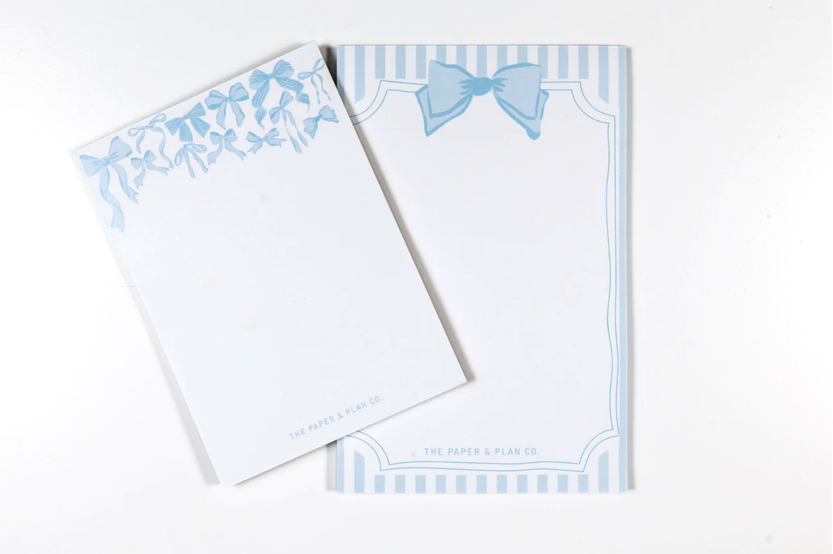 Blue Coquette Bow Notepad Set