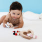Silicone Bead Teether with Organic Cotton Bag - Heart with Pink Beads | Made in the USA 🇺🇸