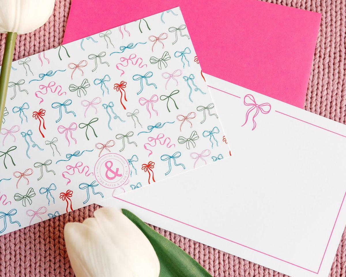Pink Bow Notecard Set