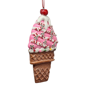 Claydough Ice Cream Ornament - Strawberry