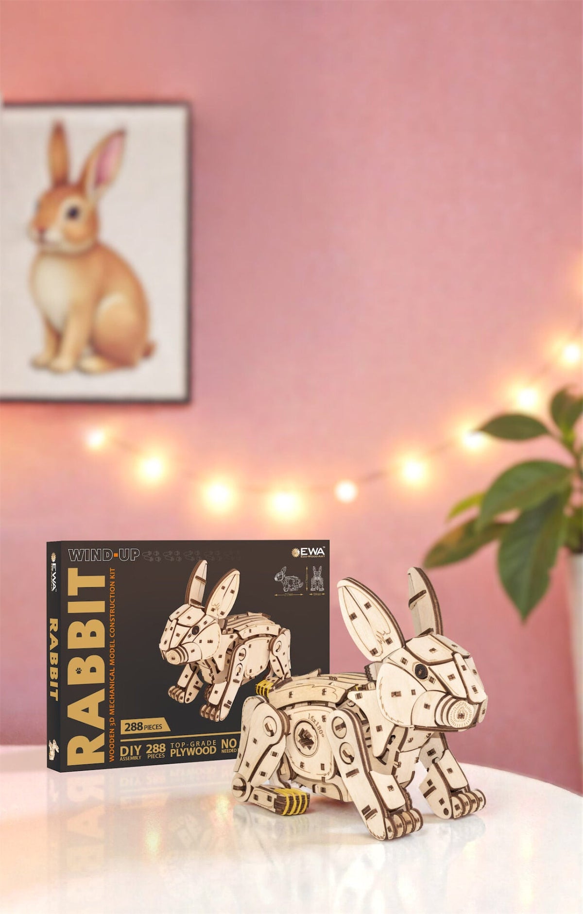 Rabbit — Mechanical Wooden Model, 288 Pieces