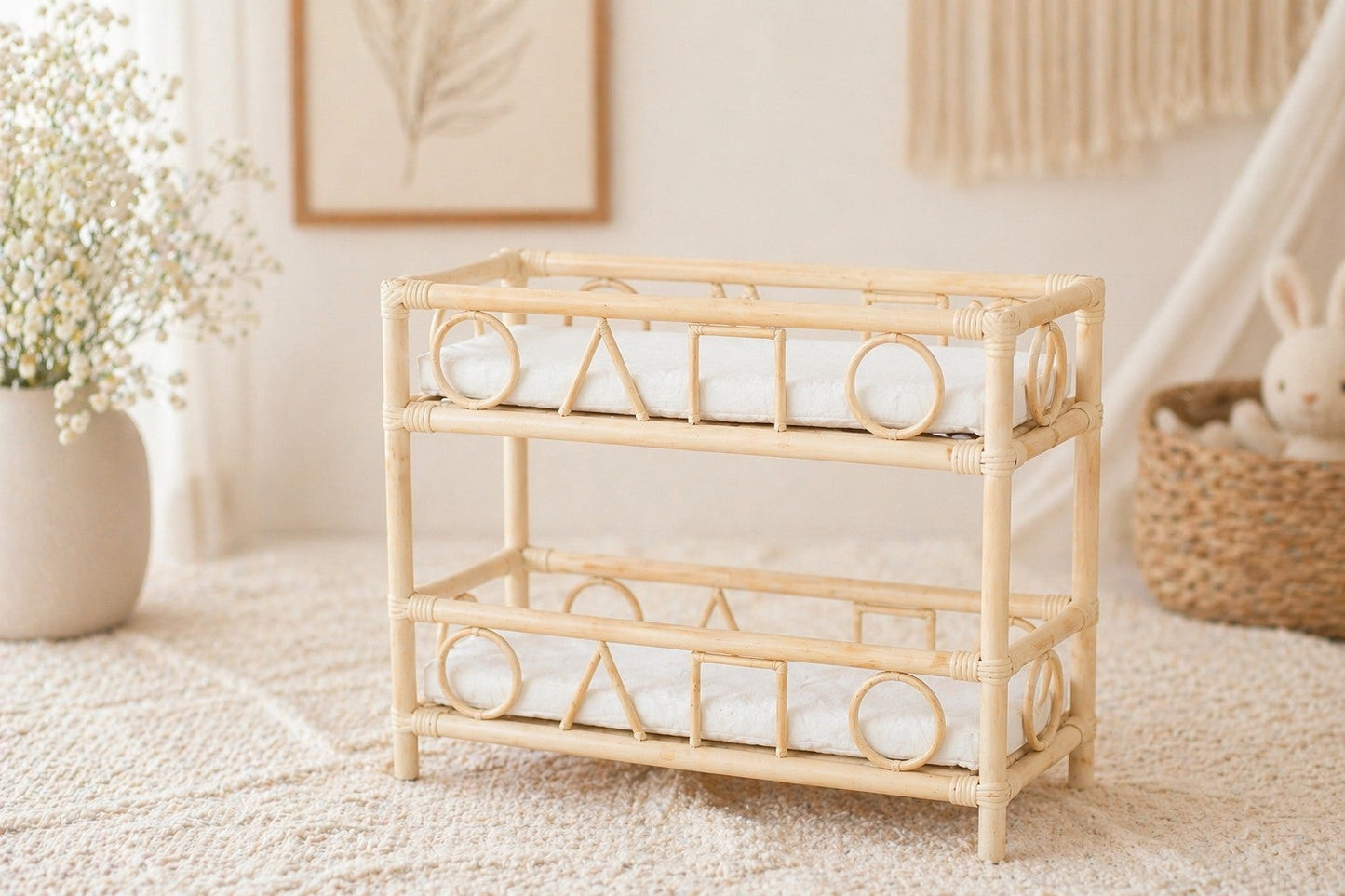 The Solstice Heirloom Rattan Doll Bunk Bed