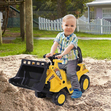 HOMCOM 3-in-1 Ride On Toy Bulldozer Digger Tractor Pulling Cart